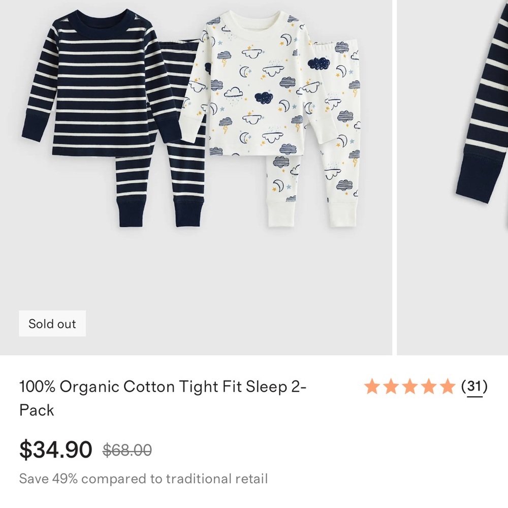 Quince Kids Pajama Set - Navy and White